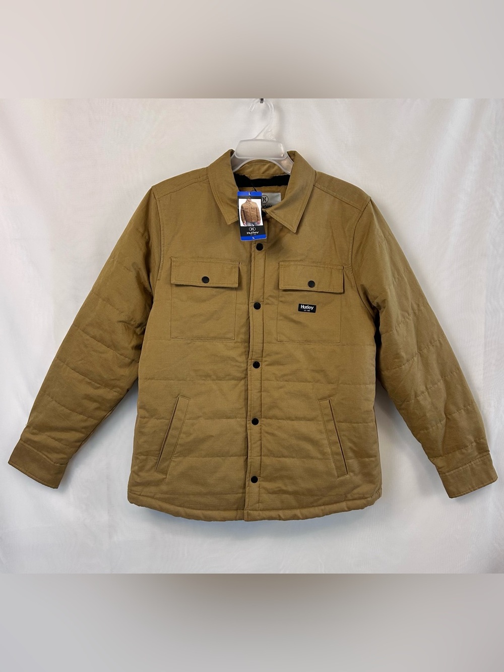 New Hurley Men’s Fleece Lined Snap Front Winter Coat / Large